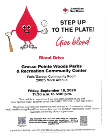 American Red Cross Blood Drive Flyer - September 18, 2026