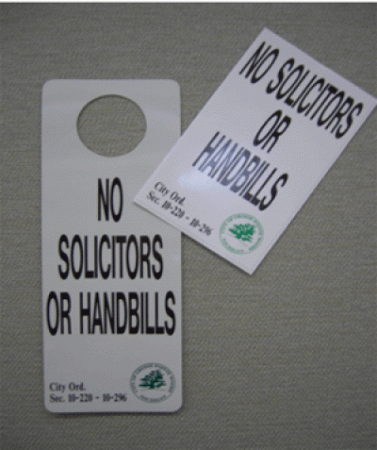 Sign that reads No Solicitors or Handbills